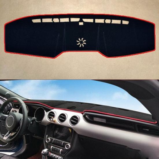 Car DashMat Non-Slip Black WIth Red Rim Sun For FORD MUSTANG 2015 2016 2017 2018