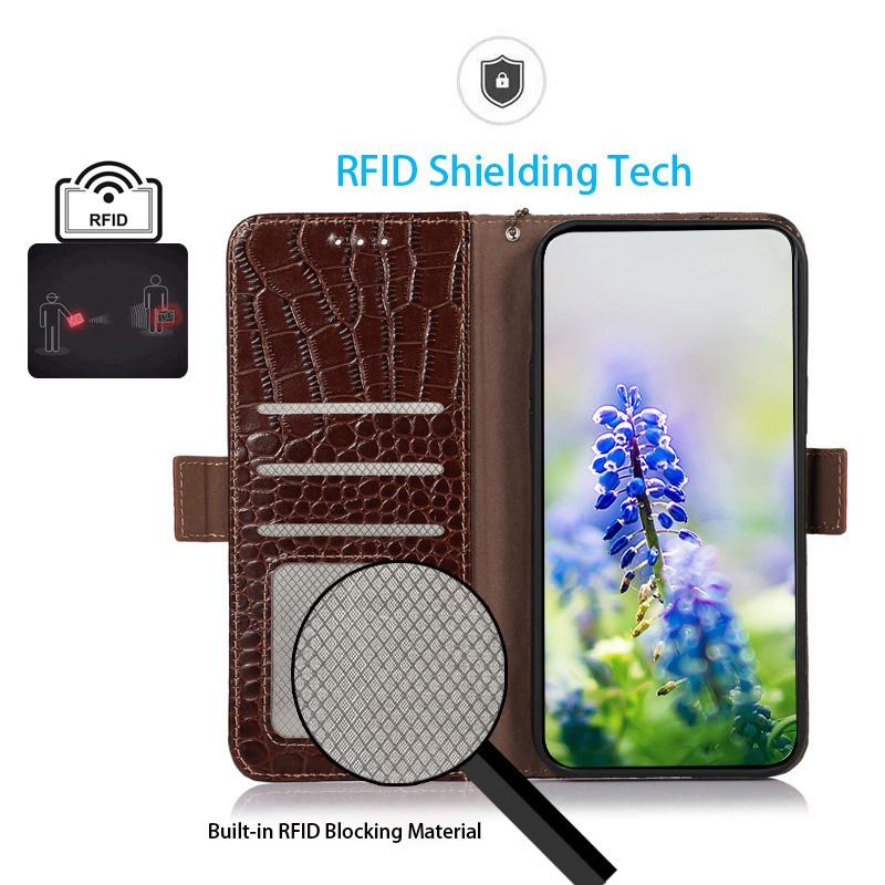 For OnePlus Nord CE4 Lite 5G/Oppo K12x 5G (China) Case Genuine Cow Leather RFID Blocking Wallet Cover