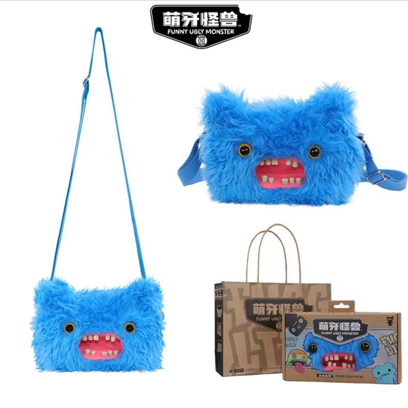 Genuine Funny Ugly Monster Plush Crossbody Bag Adjustable Strap Mr Button Screech Leopard Stuffed Doll Bag Gift