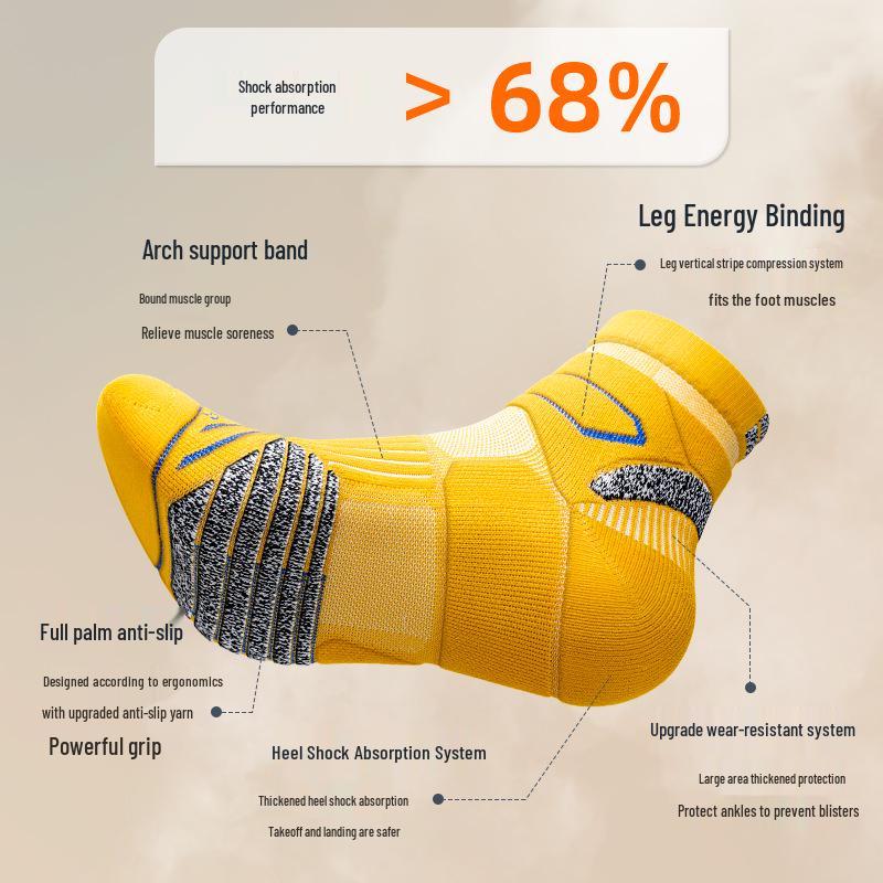 Men's Marathon Mid-Calf Running Socks with Thick Towel Bottom for Track & Field and Long-Distance Training