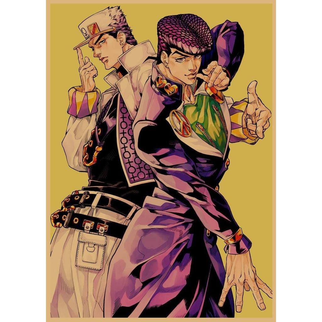 JoJo's Bizarre Adventure Retro Kraftpapier Poster - Japanische Anime Dekoration für Bar, Restaurant oder Café.