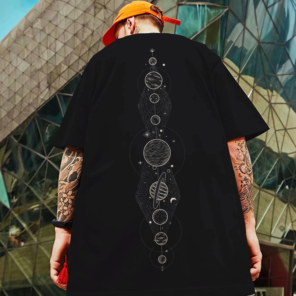 2024 yeni yaz erkek tişört 3d pusula baskılı kısa kollu Tees basit moda erkek giyim gevşek büyük boy tişört erkekler için