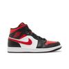 Air Jordan 1 Mid 'Bred Toe' (Unisex) Black / White / Fire Red Vintage Basketball Shoes 554724 079