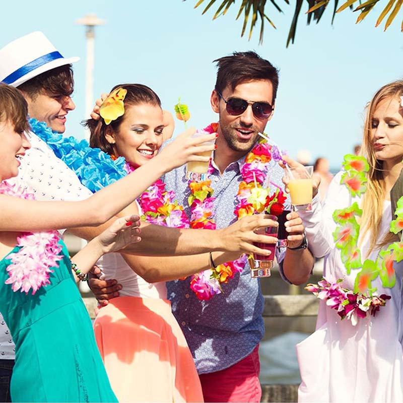 Hawaiian Lei Hula Garland Fancy Dress Up 100cm Flower Necklace Beach Party Prop