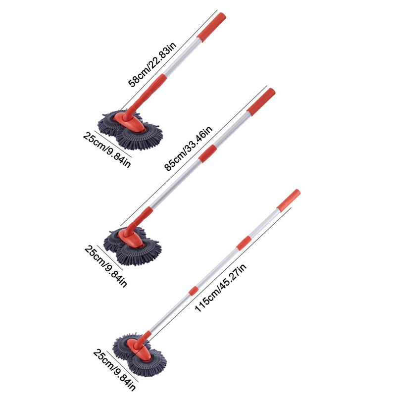 Car Wash Mop Brush Retractable Car Detailing Mop Rotating Long Handle Car Cleaning Brush Chenille Car Wash Mop For Boat RV Truck