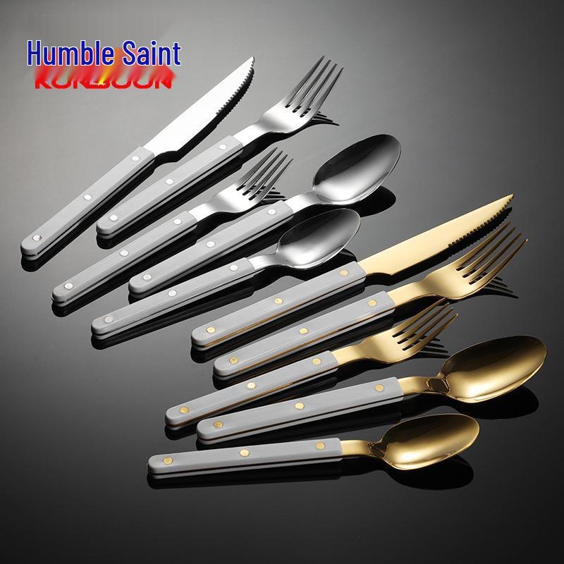 Qianxing 410 Stainless Steel Gold Plated French Dinner Spoon Set