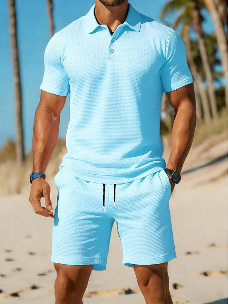 Mens Summer Track Suits 2 Piece Shorts Sets Short Sleeve Sweatsuit Outfits Golf Polo Shirts