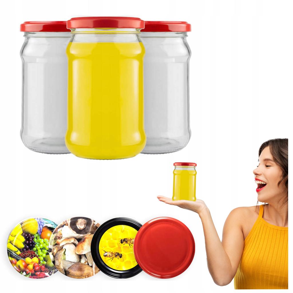 60X Glass Jars 315Ml Jar For Jam Honey Preserves + Lid Fi66