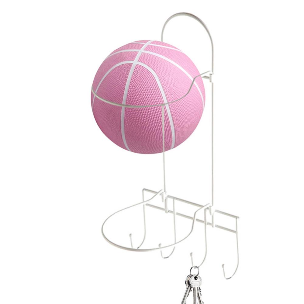 

Wall Ball Holder 2 Layer Basketball Holder Wall Mounted Ball Rack Steel Sports Equipment Organizer No Drill Storage Shelf For белый