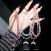 Elegant Crystal Mermaid Tail Pendant Double Chain Keychain & Phone Lanyard