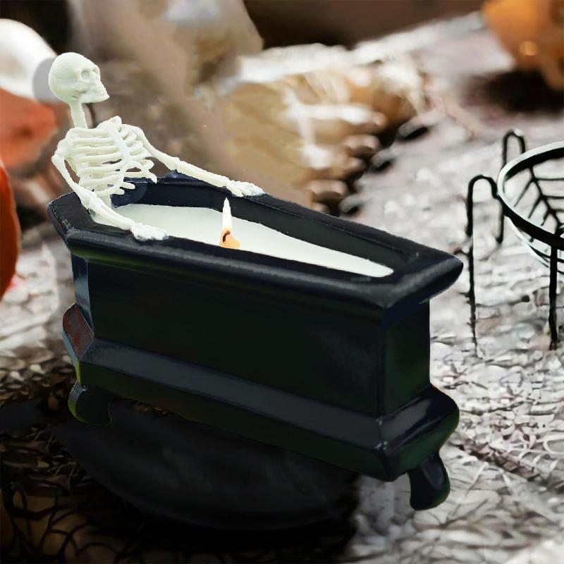 Skeleton Candle for Halloween Decorations Gothic-Inspired Long-Burning Crafted for a Haunting Ambiance the Perfect Ghostly Gift