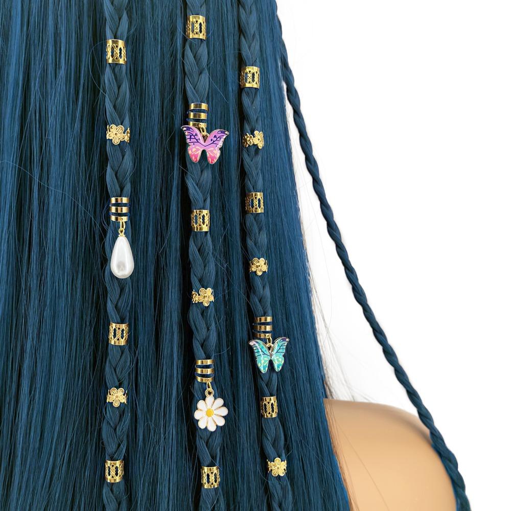 34pcs Butterfly Dreadlocks Beads Dread Locks Hair Braid Tubes Hollow Out Hair Ring  Hair Jewelry