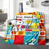 Name Custom Dog Snoopy Print Flannel Blanket High Quality Warm Comfortable Cover for All Seasons Perfect for Gifts Home Decor