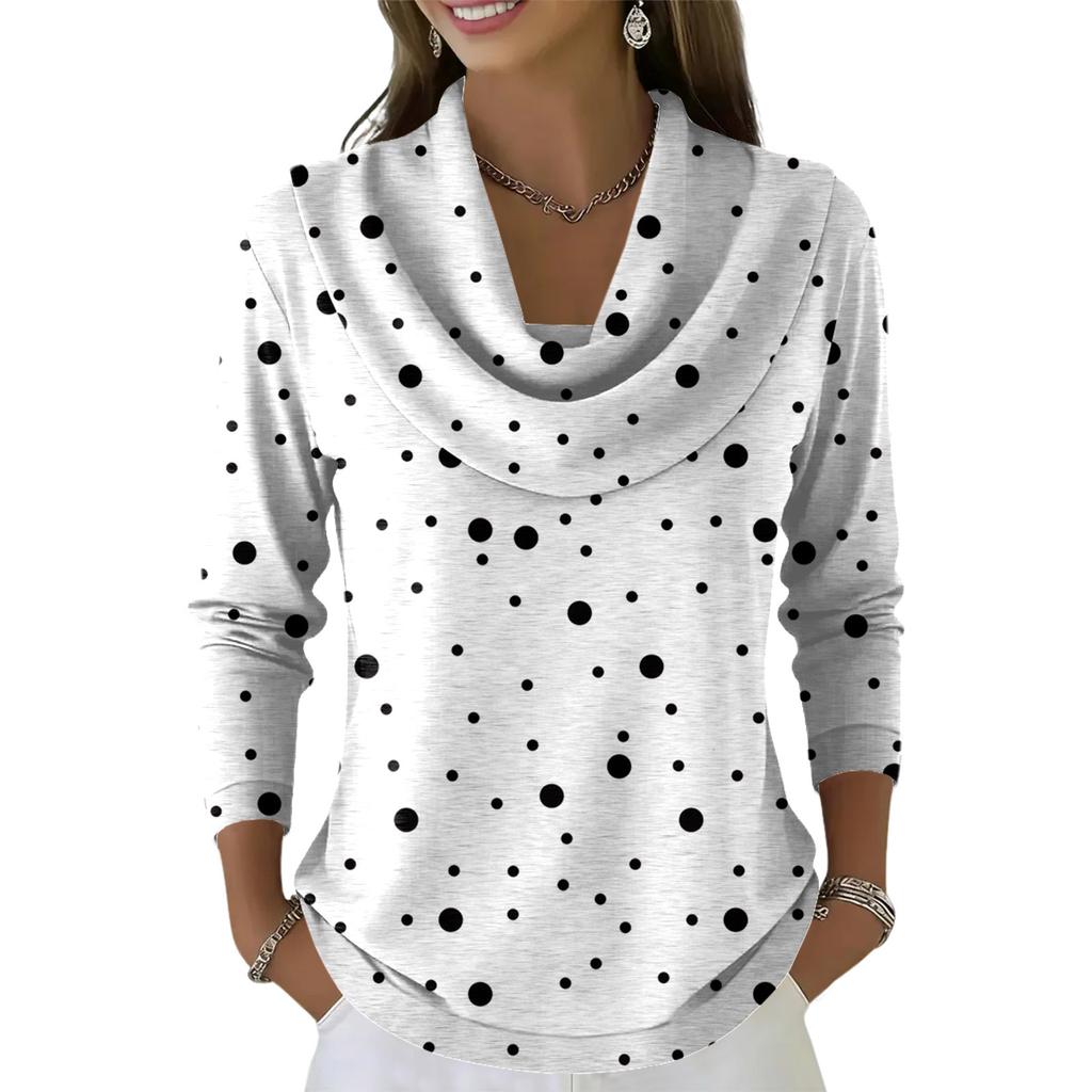 Women's Casual And Fashionable Round Neck Long Sleeved Printed Top Sweater