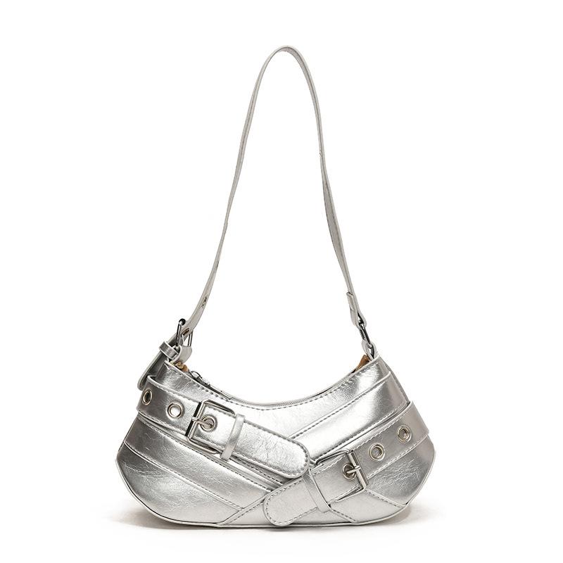 

2024 Модная ретро сумка-багет на плечо в стиле hot girl для ношения под мышкой серебряный