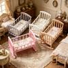 Miniature Dollhouse Cradle Simulation Mini Baby Crib Unique Rocking Bed Model  Dollhouse Decoration