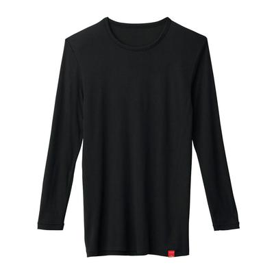 Gunze Hot Magic Sous-vêtement Doux et Col Rond Noir, Chaud, Col, Manches 3/4, MH1908, Homme,
