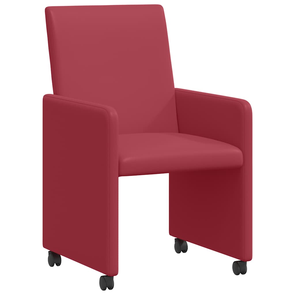 Dining Room Chairs with Casters 2 pcs Burgundy 57 x 66 x 94 cm