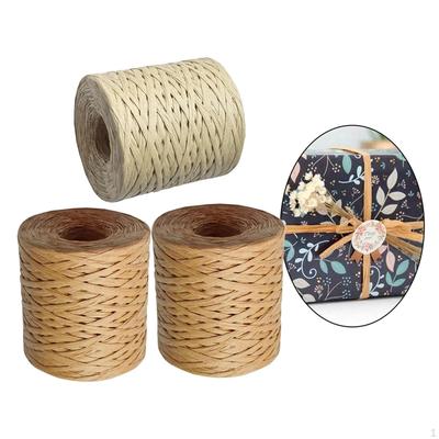 3x Raffia Paper Ribbon Roll Twine Cord String for Day Gift Wrapping Florist Bouquets Projects