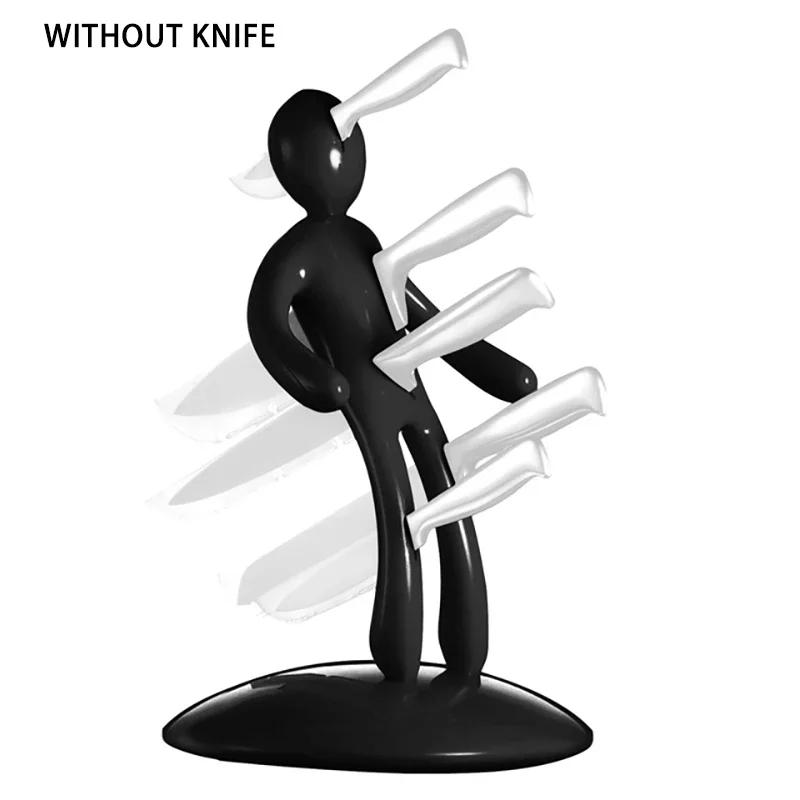 ABS Material Creative Multifunctional Stainless Steel Humanoid Knife Holder Set Storage Rack for Kitchen Without Knife