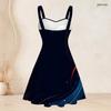 Women Plus Size Off Shoulder Strappy Dress Red Blue White Tie Dye Printed Sleeveless Fitted Waist Flared Hem