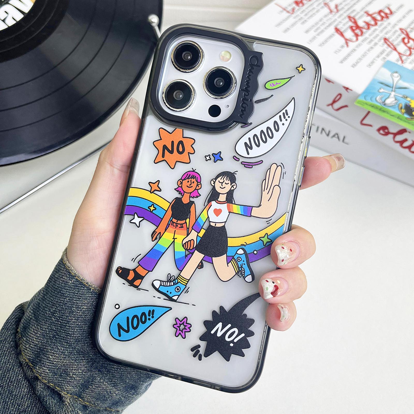 

For iPhone 15 Pro Max Case PC+TPU Pattern Printing Phone Cover Scratch-Resistant No