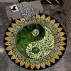 1pc A vibrant Yin Yang Mandala round rug - with its intricate black and yellow pattern, perfect for living room or bedroom decor