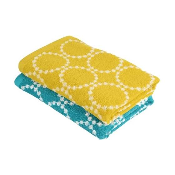 Kosugizen Daily Towel Bath Towel Scandinavian Style Ihana Green/Yellow 60 x 120 cm Just the right amount of volume for everyday use Set of 2