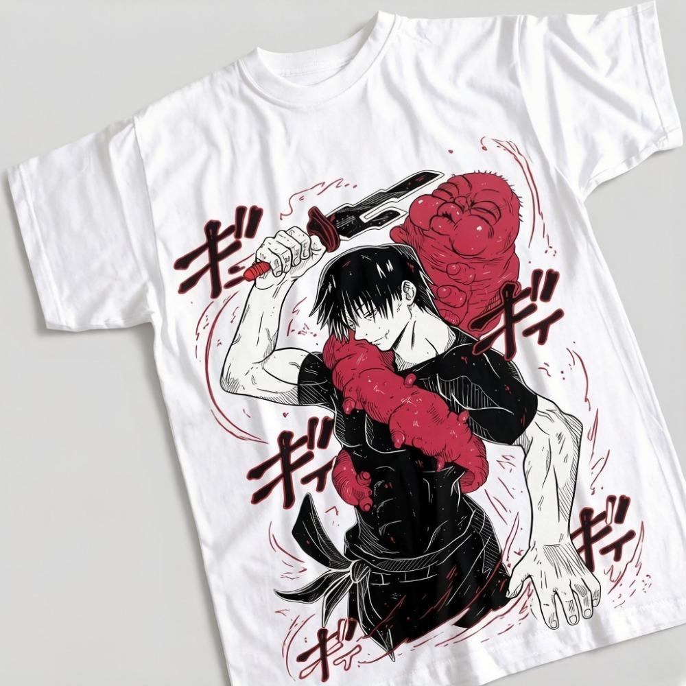 Anime Jujutsu Kaisen Men Women Summer T-Shirt Fushiguro Toji Harajuku Vintage Short Sleeve Oversized Y2k