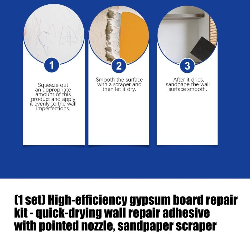 Strumento Professionale per la Riparazione di Cartongesso Set Efficiente per la Riparazione di Cartongesso con Ugello Carta Vetrata Raschietto Stucco E Strumento per Lisciare