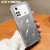 KEYSION Luxury Plating Glitter Phone Case for Xiaomi POCO M4 Pro 4G 5G Transparent Soft TPU Shockproof Back Cover for POCO M4 Pro 5G