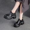 Fashion Spring Autumn British Big Head Genuine Leather Shoes for Women Thick Soled Platform Shoe Retro Height Increasing Women's Shoes