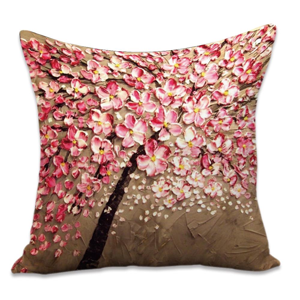 Printed Pillowcase Digital Printed Cotton and Linen Super Soft Peach Leather Velvet Pillowcase Oil Painting Style Pillowcase