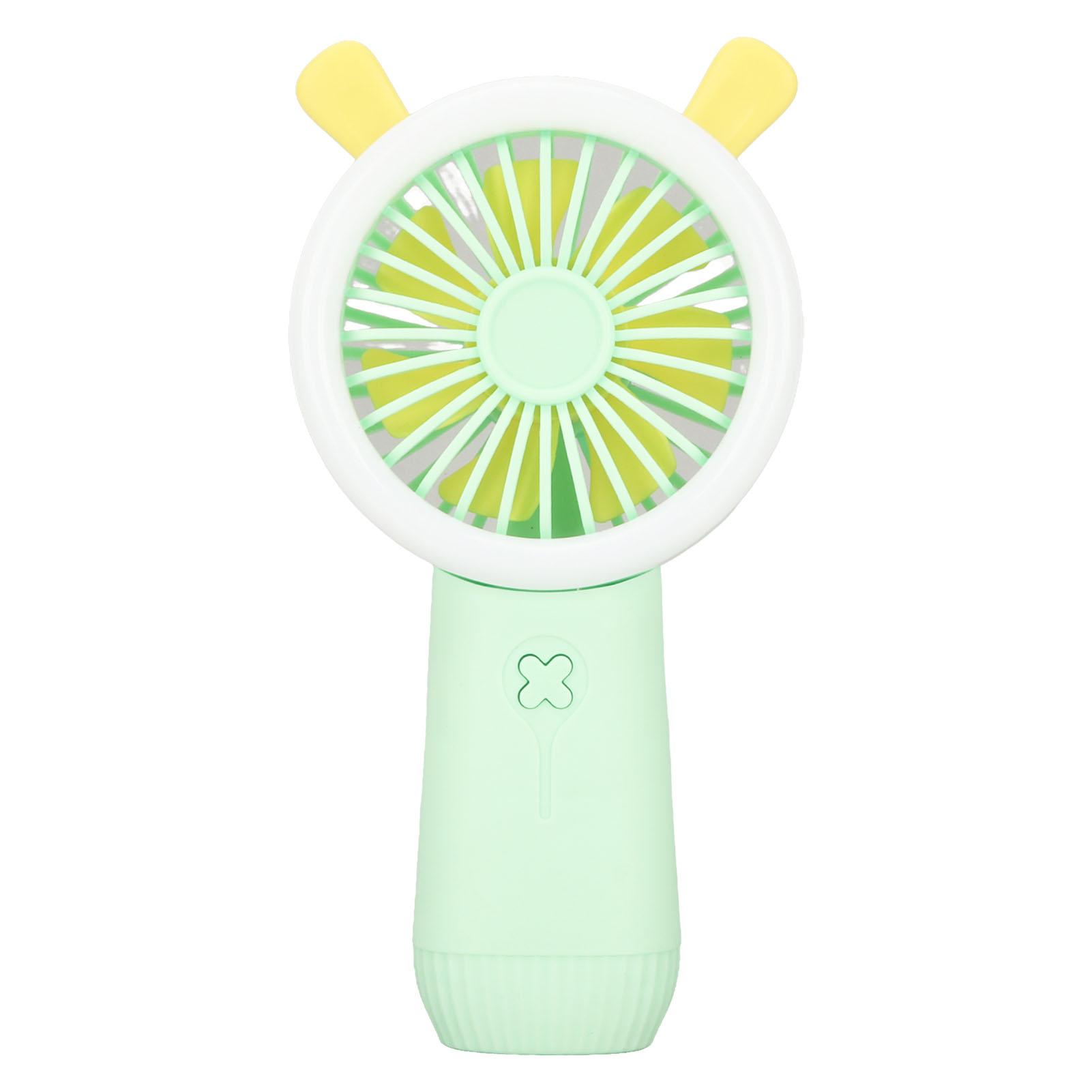 Mini Handheld Fan 3 Levels Adjustable USB Rechargeable Cute Rabbit Appearance Portable Fan for School Outdoor Green