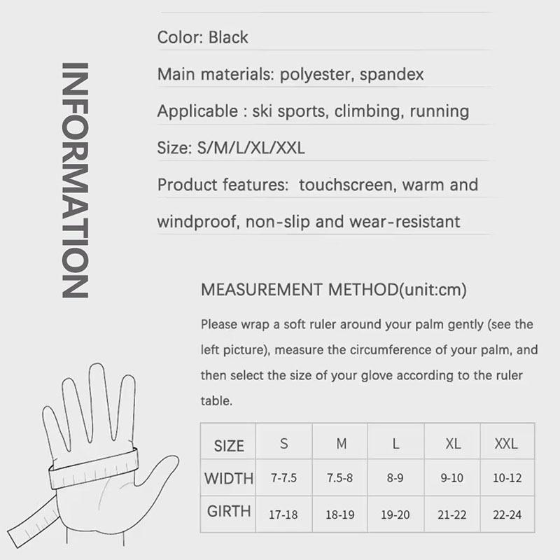 Black Winter Fleece Gloves Full Fingers Waterproof Touch Screen Cycling Outdoor Sports Running Motorcycle Ski Warm