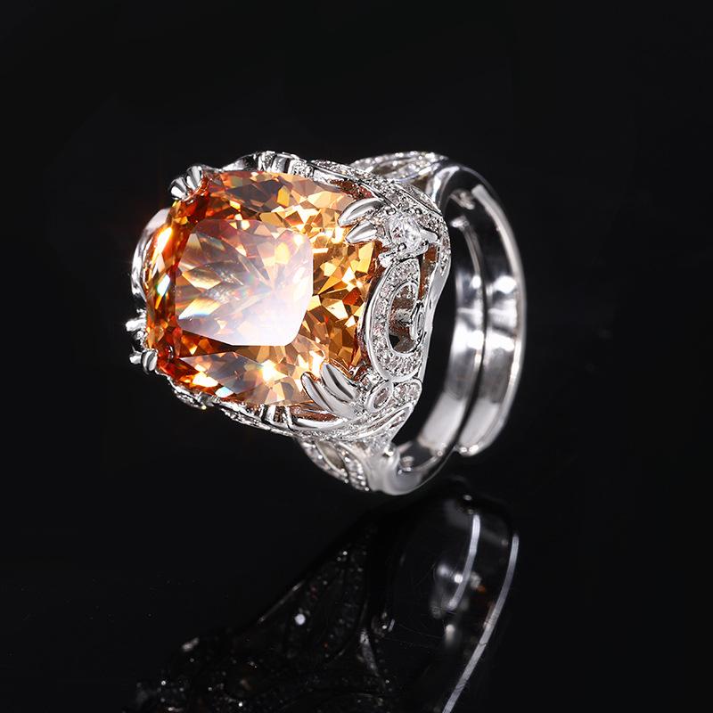 

Ювелирные изделия Медное основание Позолоченное Ретро Имитация Огранка Птичье гнездо Цвет Сокровище Жир Квадратный Легкий Роскошный Кольцо Женское 14 * 16