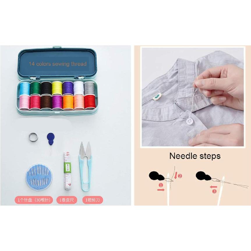 Liseaforu Sewing Kit, Portable Sewing Tools Set with Storage Box for Sewing Repair,DIY, Travel,Home,Camping & Emergency., Blue