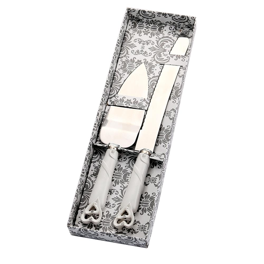 

2 шт., высококачественная изысканная цепочка в форме сердца, белые и элегантные свадебные подарки, нож для торта и лопата