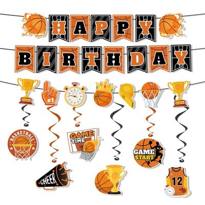 Basketball Hanging Swirls, 8pcs Basketball Birthday Party Decorations Birthday Banner, Basketball Paper Garland