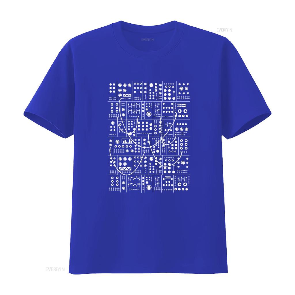 Modular Synthesizer Eurorack Synth Print T Shirt for Music Lovers vintage Washed graphic Soft designer clothes Slightly