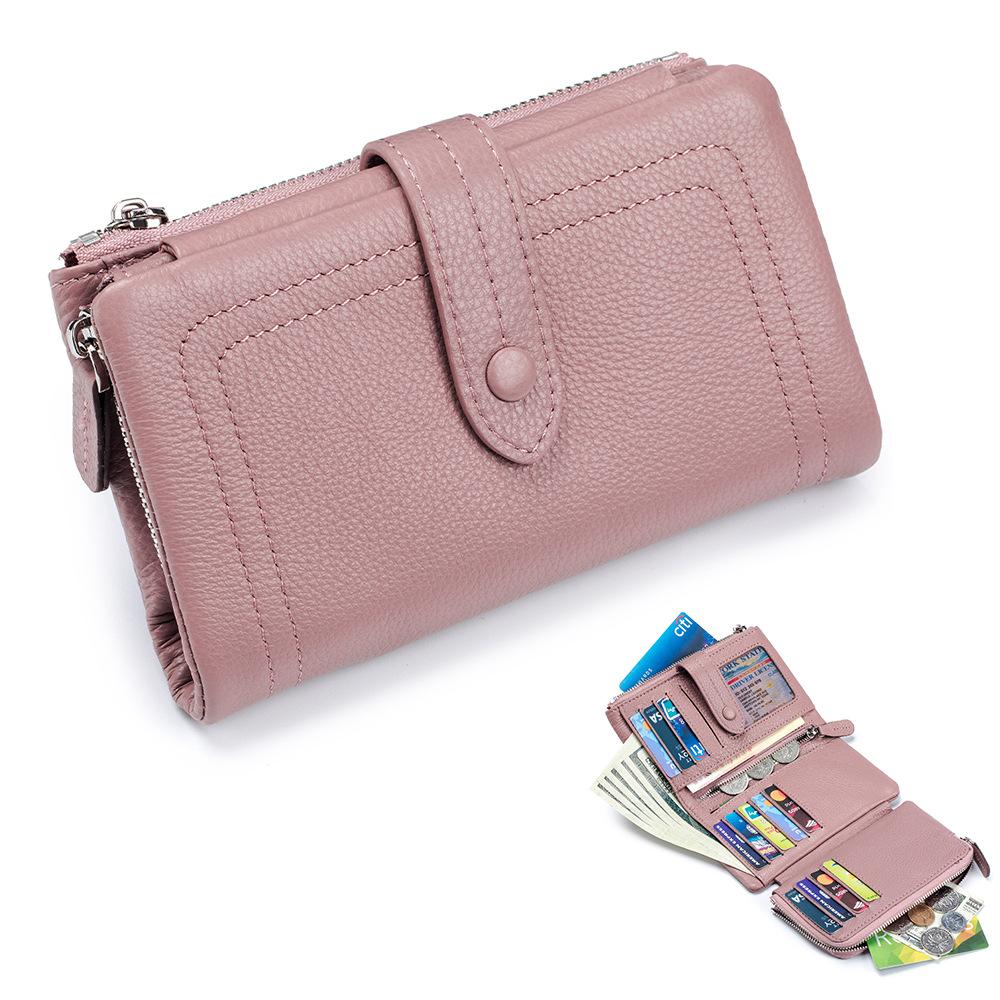 Soft Leather High-end Women's Short Three-fold Wallet, Large Capacity Fashionable Folding Small Wallet, Multi-card Card Bag.
