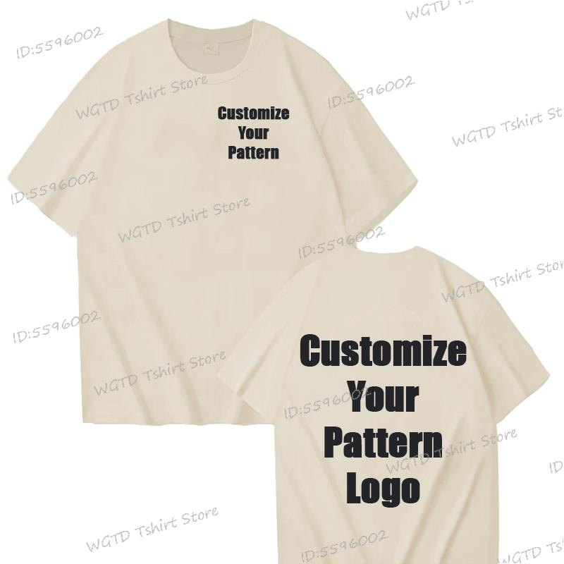 Tops Custom Diy Logo Cotton T-shirt Unisex Fashion Casual Tops Customize Pattern Logo Summer Tops Men Women Street Wear Clothes