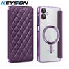 KEYSION Plating PU Leather Flip Wallet Case for Samsung A07 A06 A05 Cards Slots Magnetic Phone Back Cover for Galxy A05 A06 A07