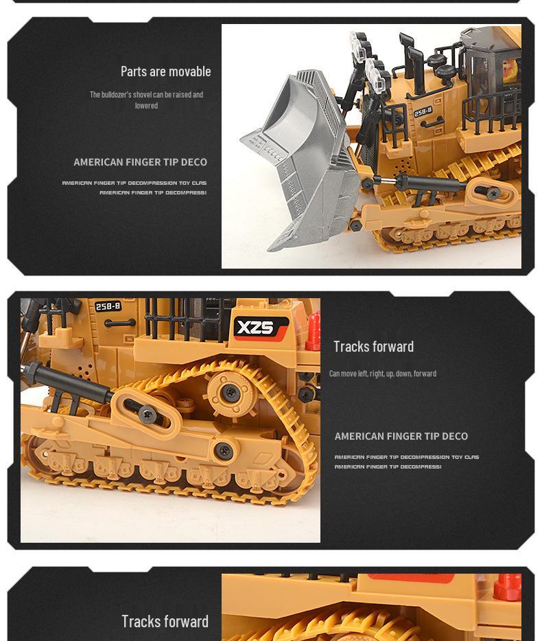 2.4G Nine-Channel Remote-Control Tracked Bulldozer 1:24 Alloy Engineering Toy Model
