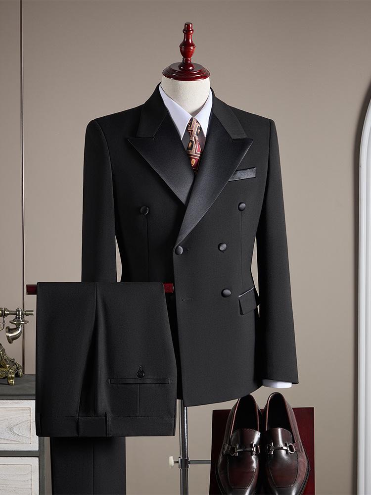 Tashiduo Formal Wear Double-Breasted Tencel Wool Men's Three-Piece Wedding Suit