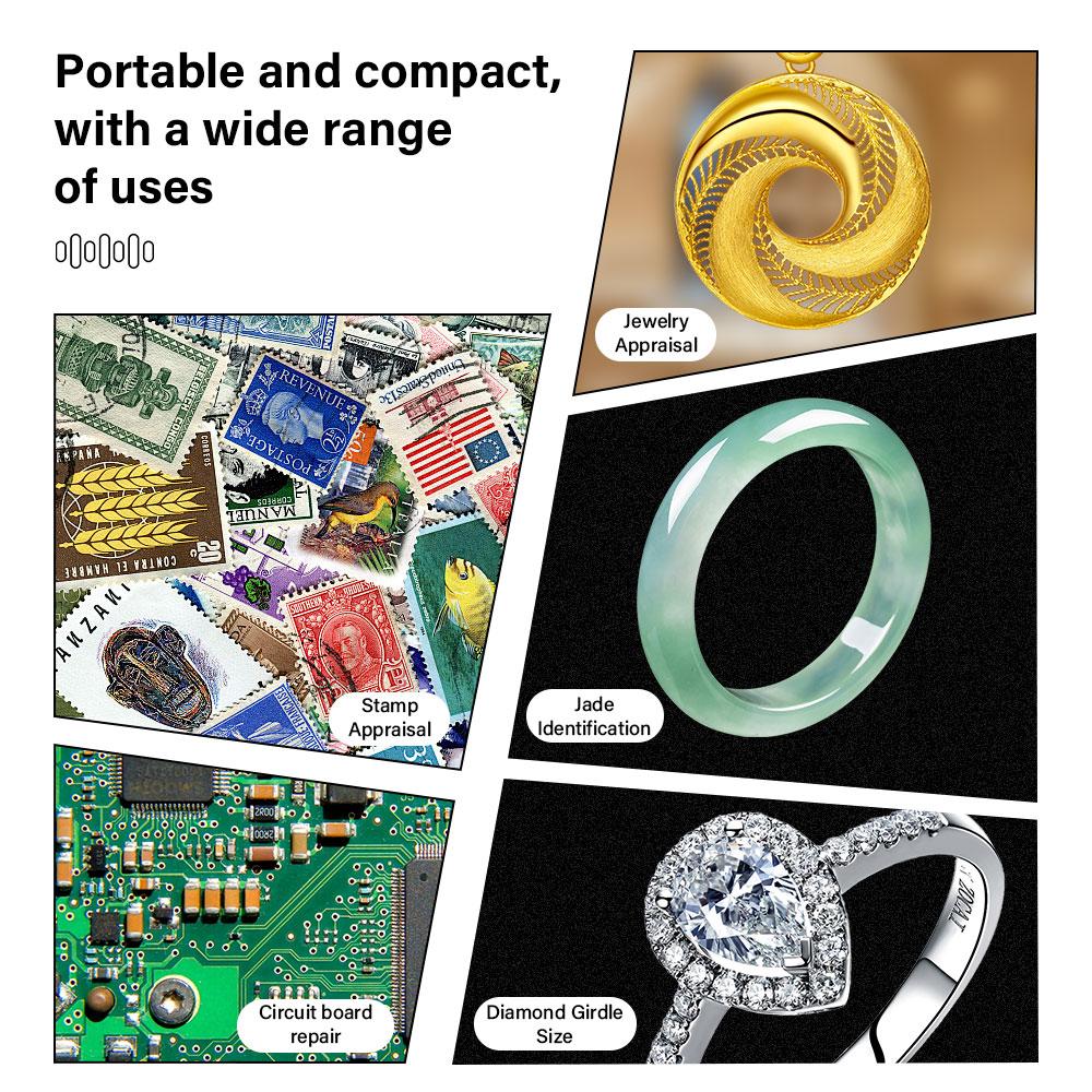 10X-30X Pocket Loupe Magnifier with Foldable Metal Design - Jewelry Diamond Magnifying Glass for Gems Coins Stamps Inspection