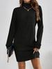 2024 Fall/Winter Women's Casual Solid Color High Neck Long Sleeve Knitted Dress