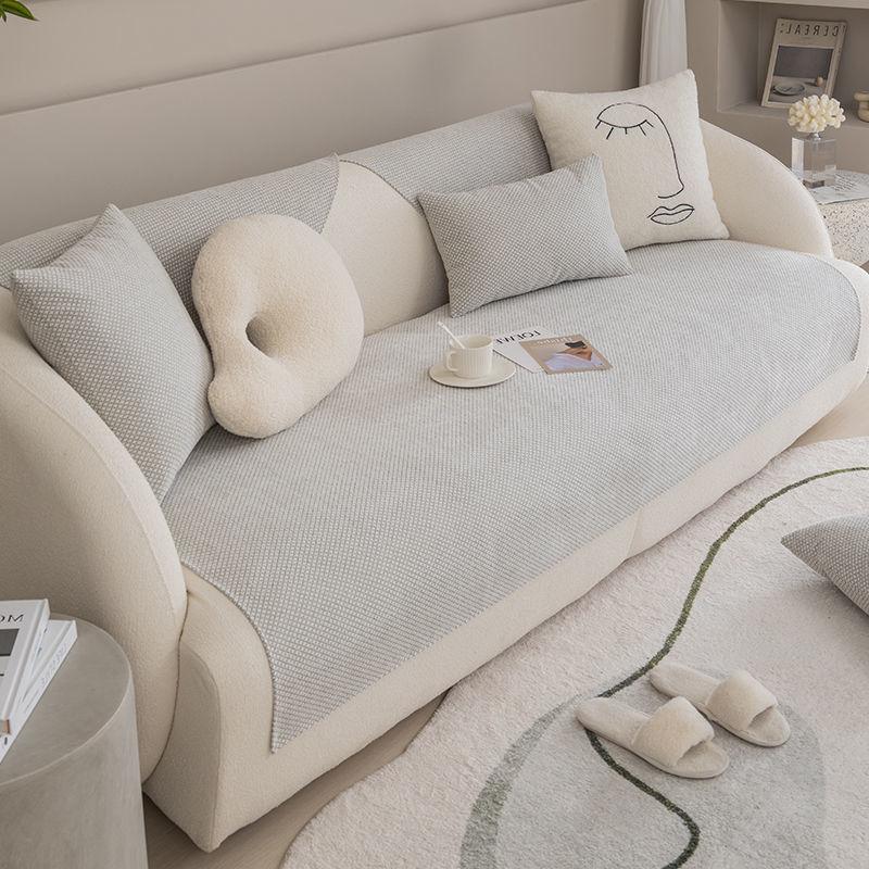 Jednokolorowa welurowa poduszka na sofę Czterosezonowa Uniwersalna Antypoślizgowa Poduszka na Siedzisko Prosta Nowoczesna Pokrowiec na Sofę do Salonu Pokrowiec Pełny
