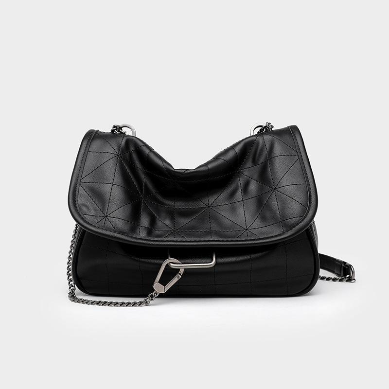 2026 Summer Rock Black Large Capacity Women's Hobo Chain Bag - Single Shoulder Crossbody & Small Square Design