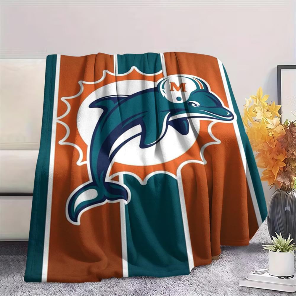 Miami Dolphins Print Flannel Blanket, High Quality Comfortable for All Seasons, Home Decor, Warmth and Comfort, Perfect for Christmas Gifts